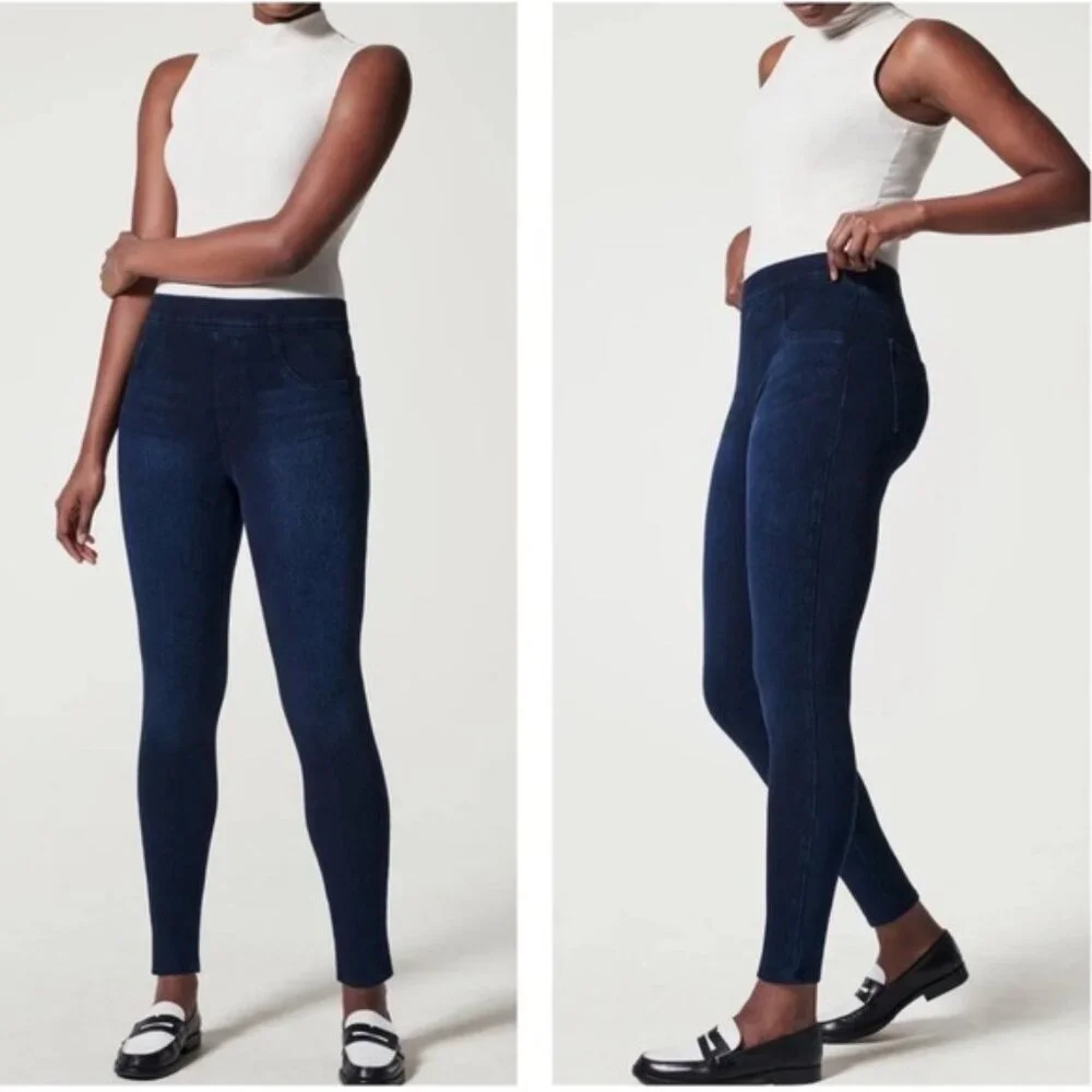 SPANX Jean-ish Ankle Leggings Women's LARGE Stretch Pull-On Pants 20018R‎